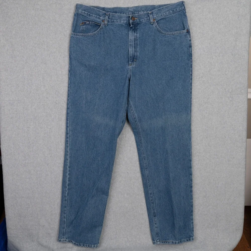 Lee‎ Men's Relaxed Fit Straight Leg Jeans 42x32 Blue Denim 100% Cotton